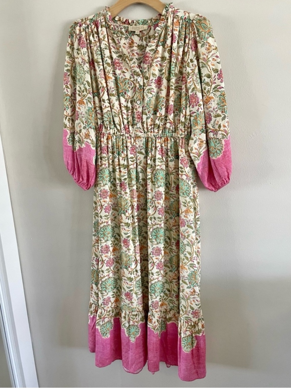 Farmers Market Floral Tiered Maxi Midi Dress Boho Prairie Cottage World Market - Picture 2 of 6